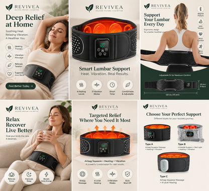 Revivea™ Smart Lumbar Massage Belt – Pro Recovery & Pain Relief